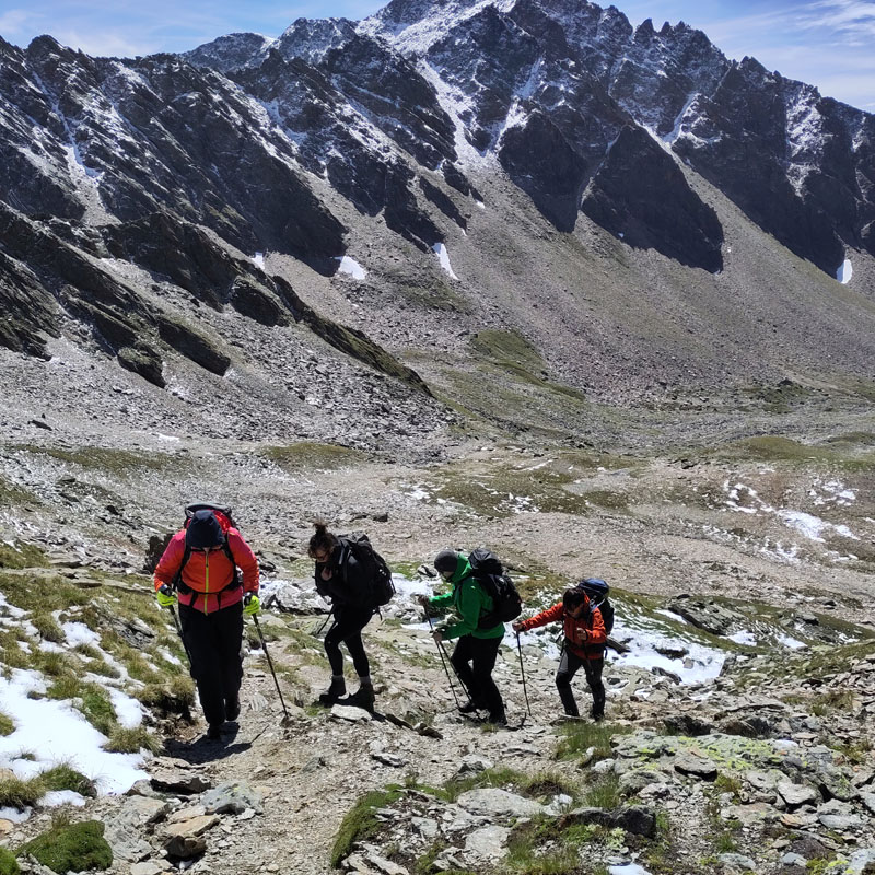 Wandern Menschen Berge Schnee Himmel